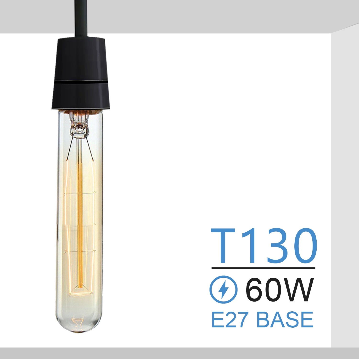 T130 Bulb 60W E27 Dimmable Filament Vintage Light Bulb~3236-1