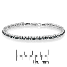 Black Rhodium over .925 Sterling Silver 1.0 Cttw Rose Cut Diamond Double-Link 7