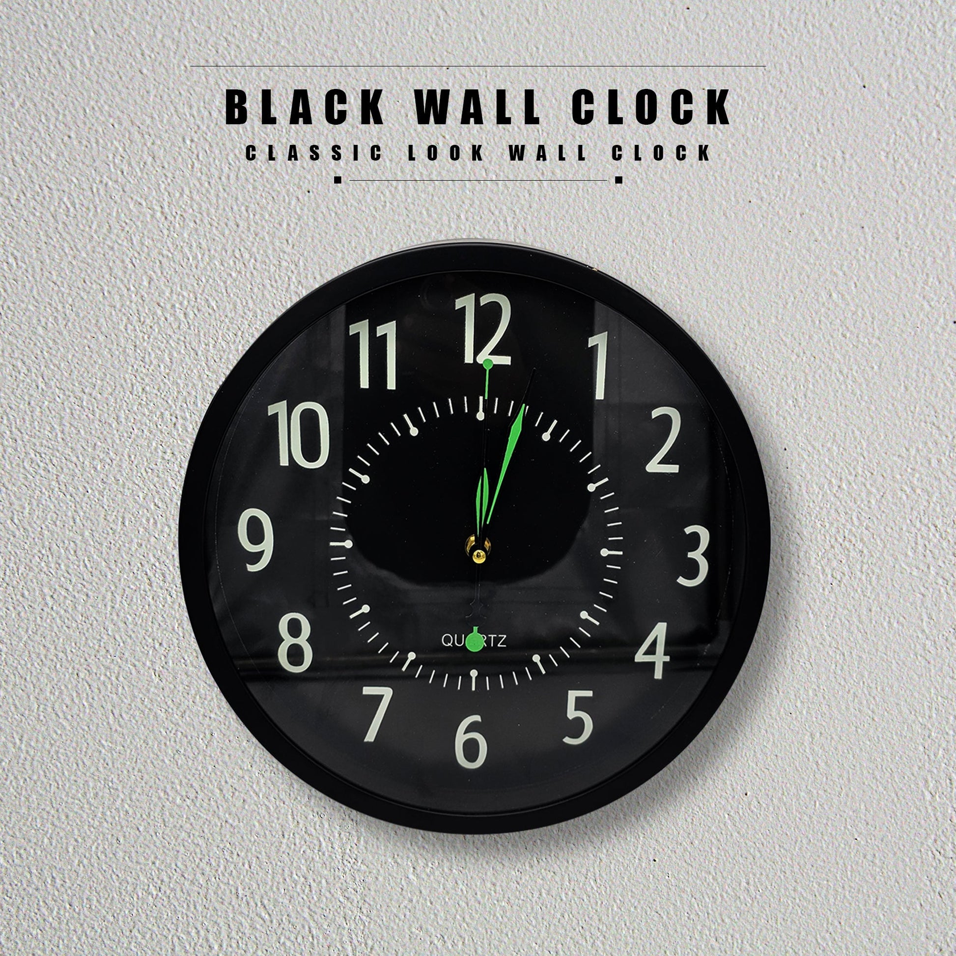 Black Round Wall Clock Creative Fashion Silent Non-Ticking Noises ~5396-4