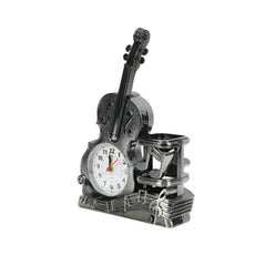 Violin Shape Mini Alarm Clock & Pen Holder for Home Decorations ~5225-3