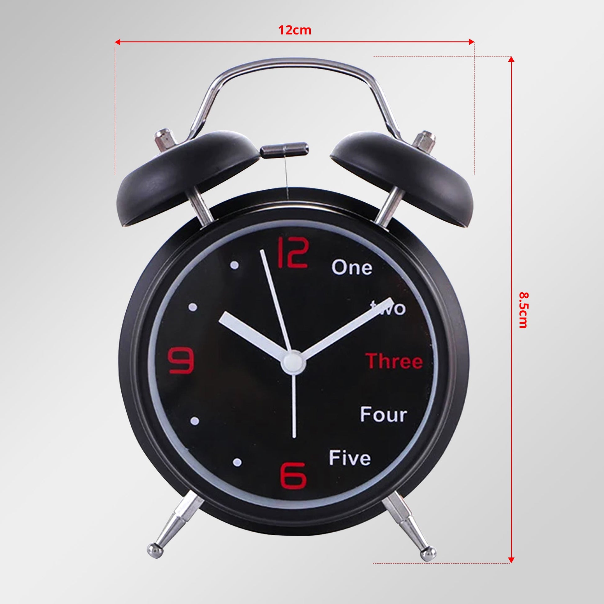 Classic Loud Black Bell Alarm Clock (Analog Quartz) ~5222-4