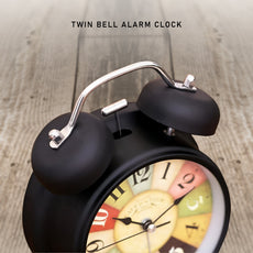 Black Twin Bell Alarm Clock (Modern & Battery Operated) for Bedside~5220-1