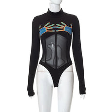 See Through Black Long Sleeve Bodysuit - Puritific