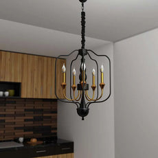 Black Gold Finish 5 Light Modern Lantern Geometric chandelier~5001-2