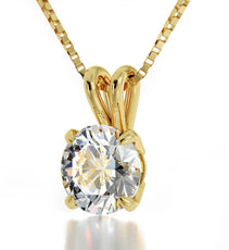 14k Yellow Gold Kabballah Necklace 72 Names Solitaire Pendant 24k Gold Inscribed - Puritific