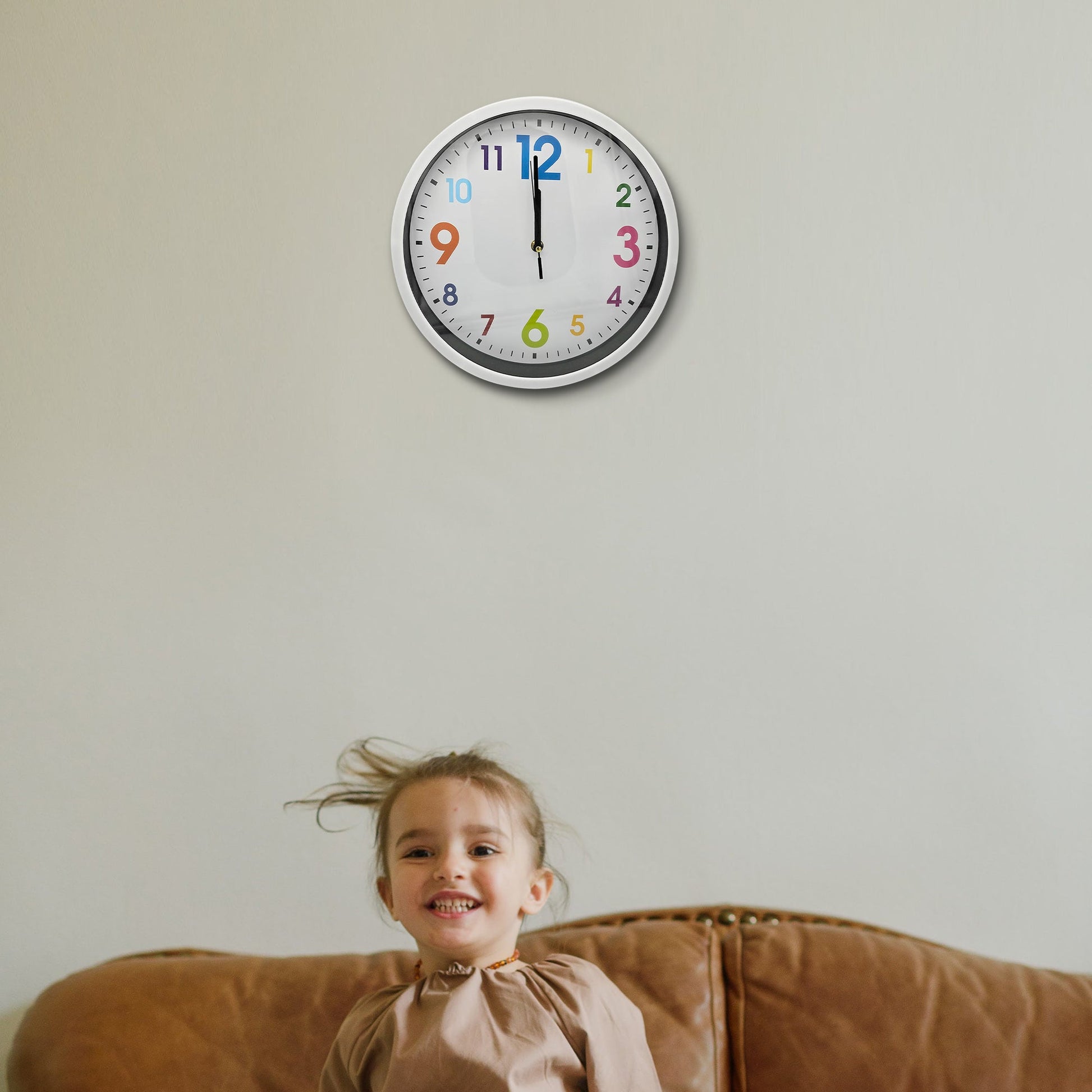 Colourful Children's Battery-Operated Quartz Round Wall Clock~5194-2