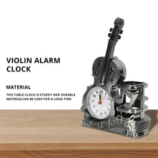 Violin Shape Mini Alarm Clock & Pen Holder for Home Decorations ~5225-4