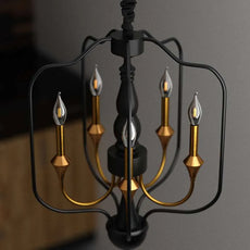 Black Gold Finish 5 Light Modern Lantern Geometric chandelier~5001-4