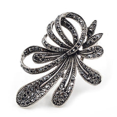 Rhinestone Black Flower Brooches for Women - Puritific