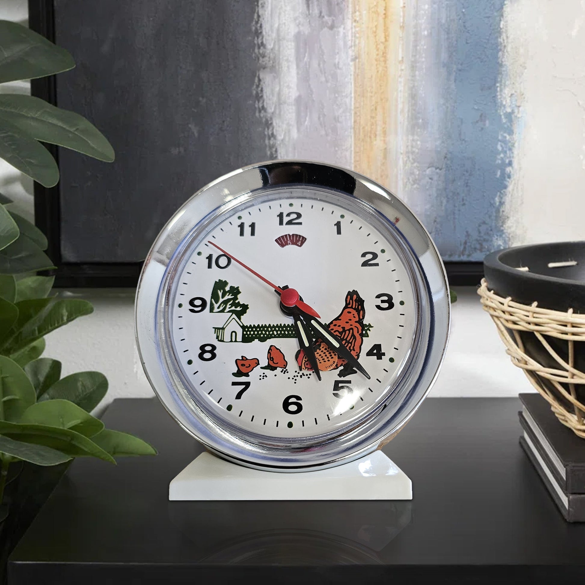 Unique Classic Alarm Clock with Animated Pecking Chicken Theme~5229-2