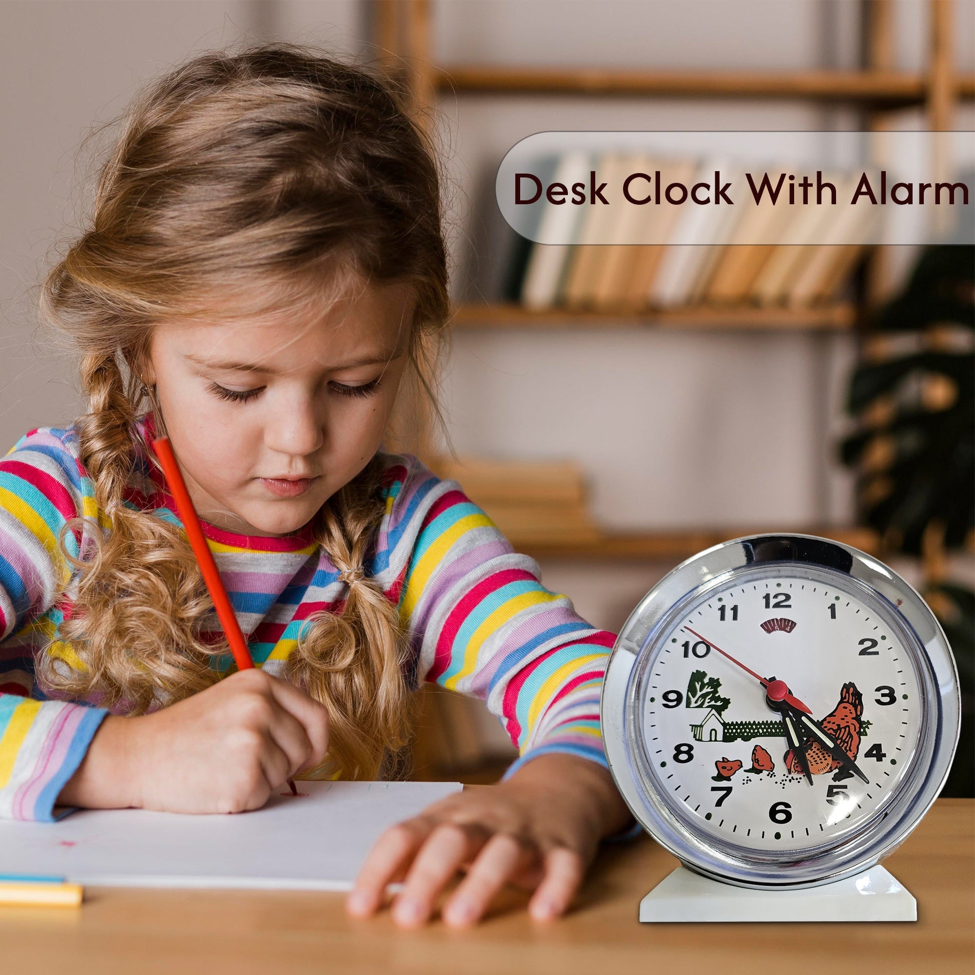 Unique Classic Alarm Clock with Animated Pecking Chicken Theme~5229-1