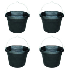 Farm Innovators Rubber 3 Gallon Flat Back Heated Bucket with Metal Handle Built In Thermostat and Concealed Heating Element 70 Watt (4 Pack)