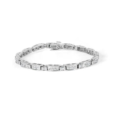 14K White Gold 2.0 Cttw Baguette and Princess-Cut Diamond Tennis Bracelet (H-I Color, SI1-SI2 Clarity) - 7