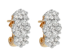 14K Yellow Gold 2 1/20 cttw Round Cut Diamond Cluster Earrings (I-J, I1-I2) - Puritific