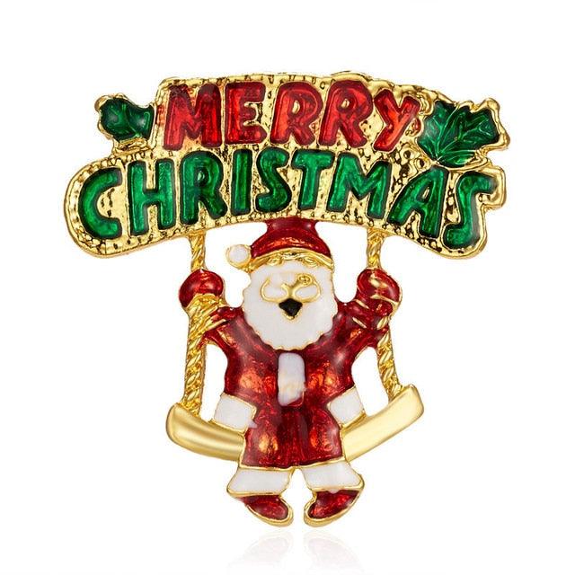 Rhinestone Crystal Christmas Enamel Brooch Pin - Puritific