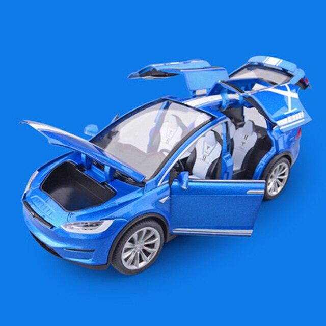 1:20 Tesla Model X Alloy Car Model Diecast Metal Toy Modified Vehicles Car Model Simulation Collection Sound Light Kids Toy Gift - Puritific