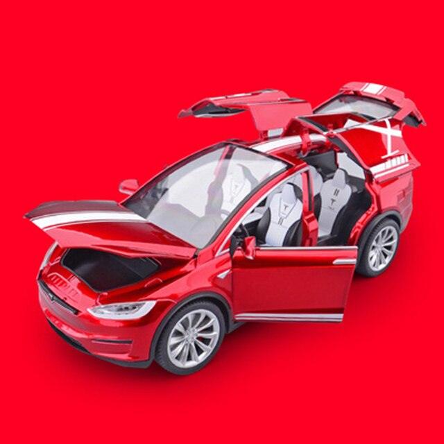 1:20 Tesla Model X Alloy Car Model Diecast Metal Toy Modified Vehicles Car Model Simulation Collection Sound Light Kids Toy Gift - Puritific