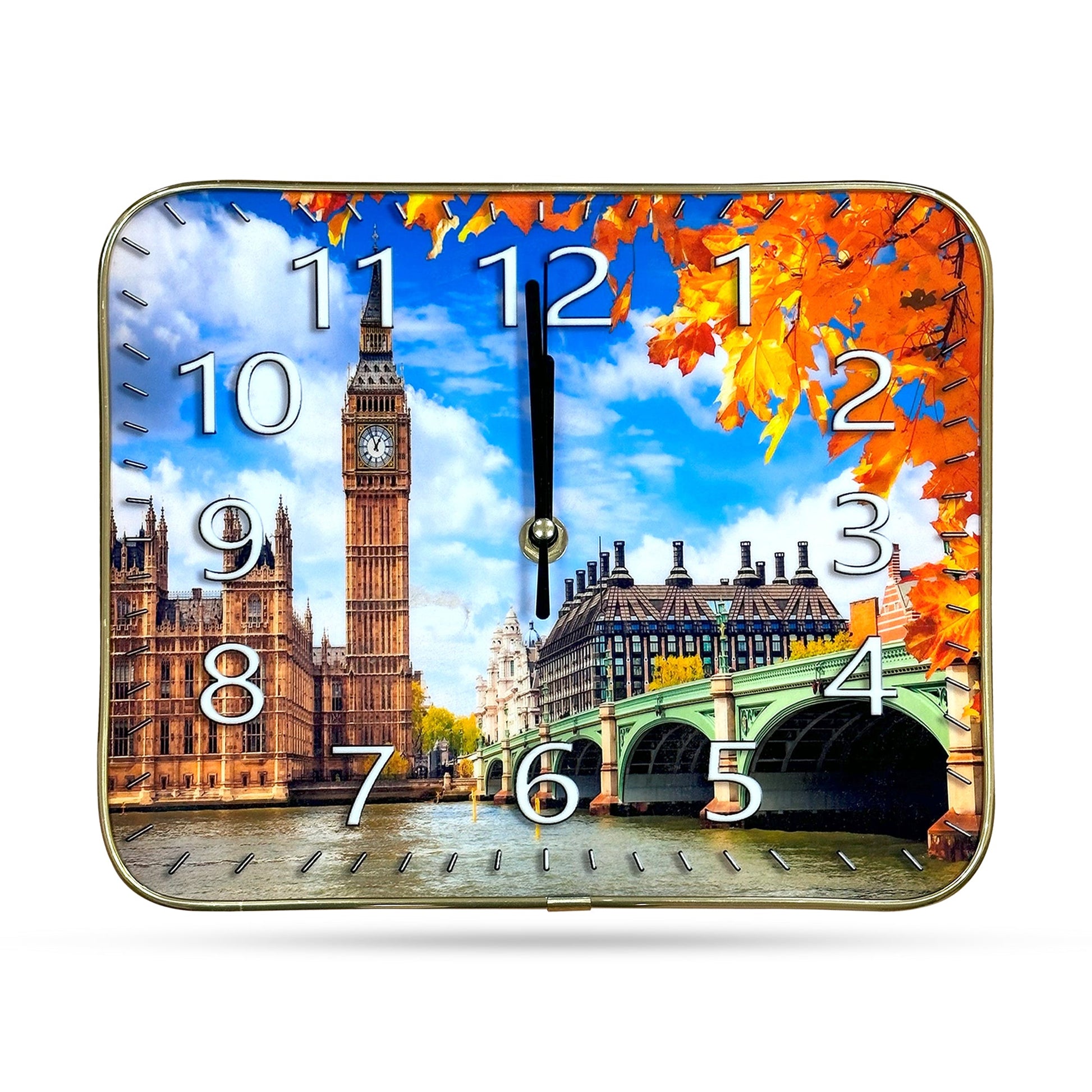 Rectangle Crystal Porcelain Painting Wall Clock ~5478-2