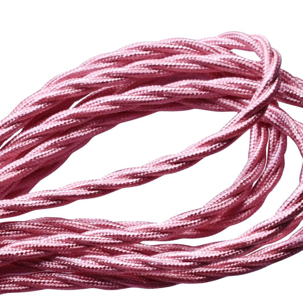 10m 2 Core Twisted Electric Cable Shiny Pink Color Fabric 0.75mm~4778-0