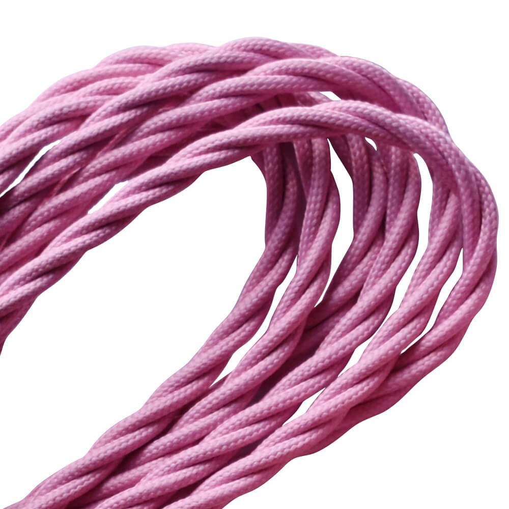 10m 2 Core Twisted Electric Cable Baby Pink Color Fabric 0.75mm~4757-4