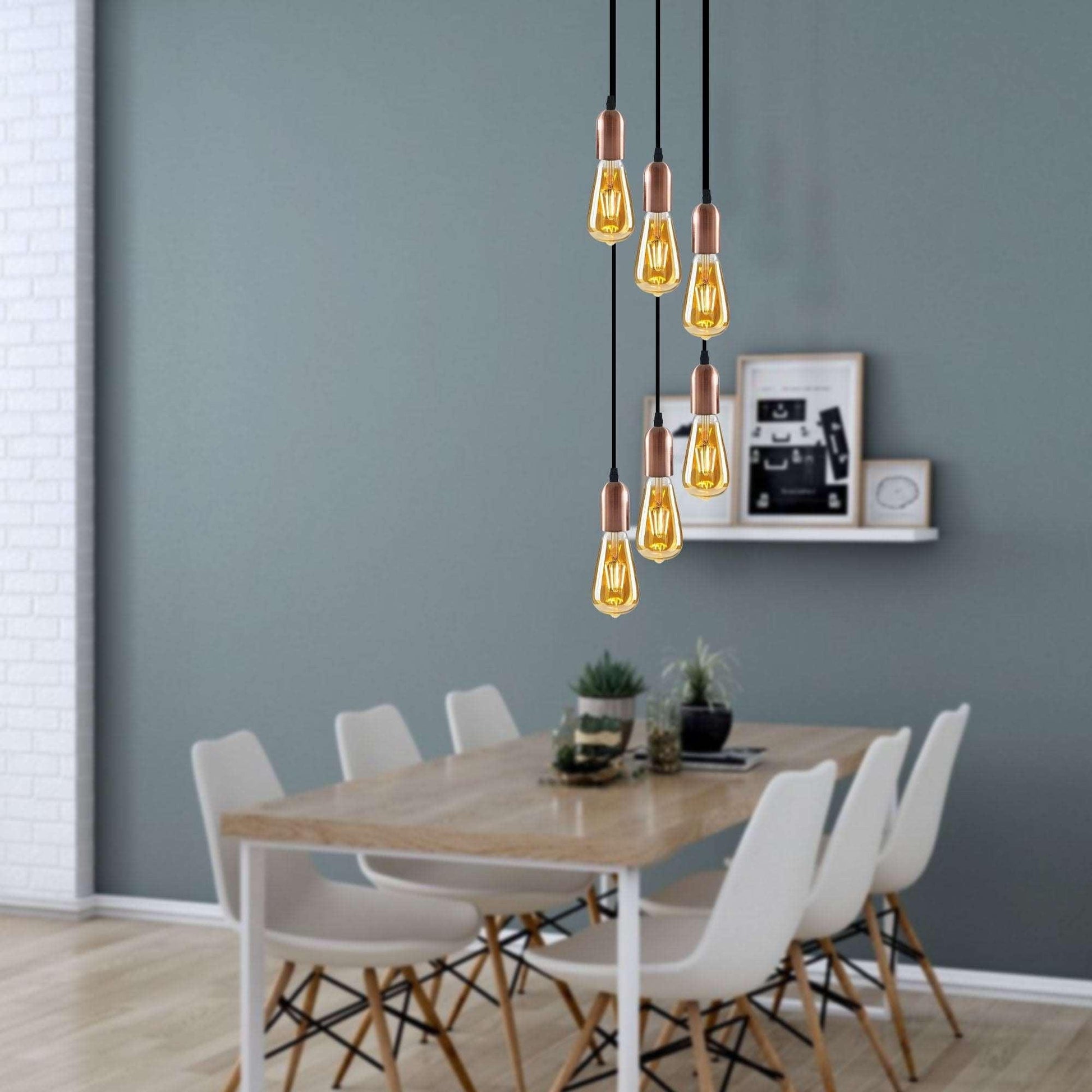 1-9 Way Pendant Light Fitting E27 Rose Suspension Hanging Lights~4464-10