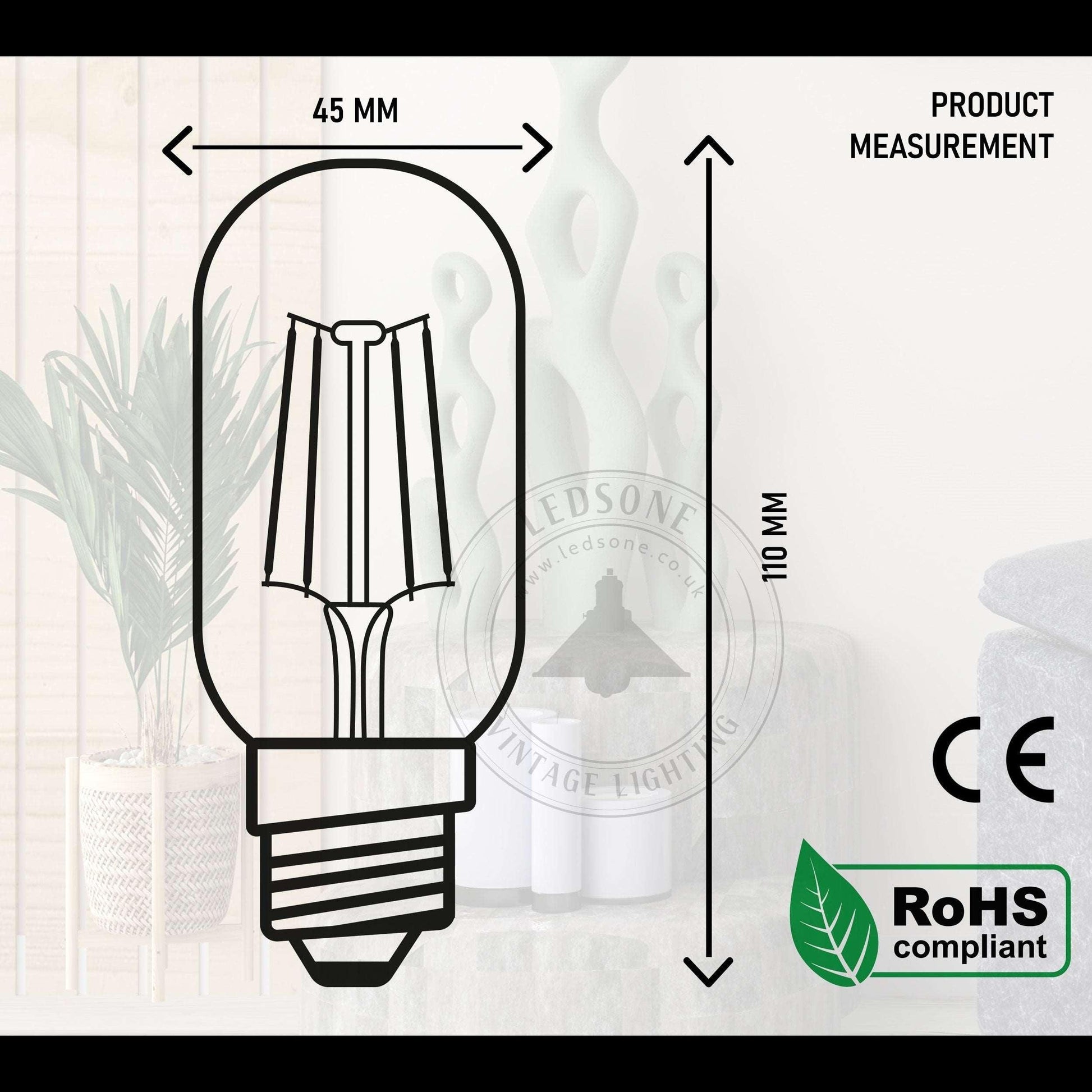 10 Pack 4W T45 E27 LED Dimmable Vintage Filament Light Bulb~4171-1