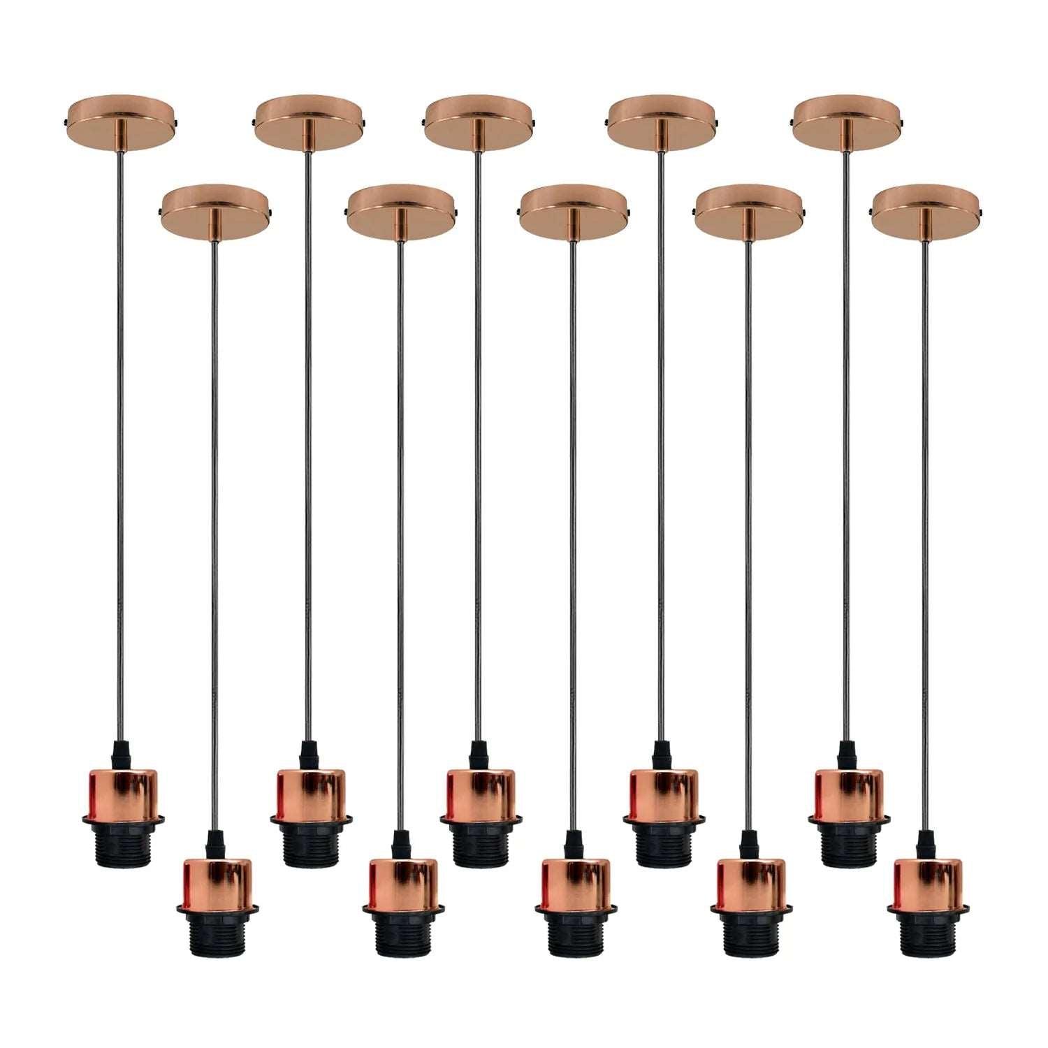 10 Pack Rose Gold Pendant Light,E27 Lamp Holder Ceiling Light,PVC Cable~4249-0