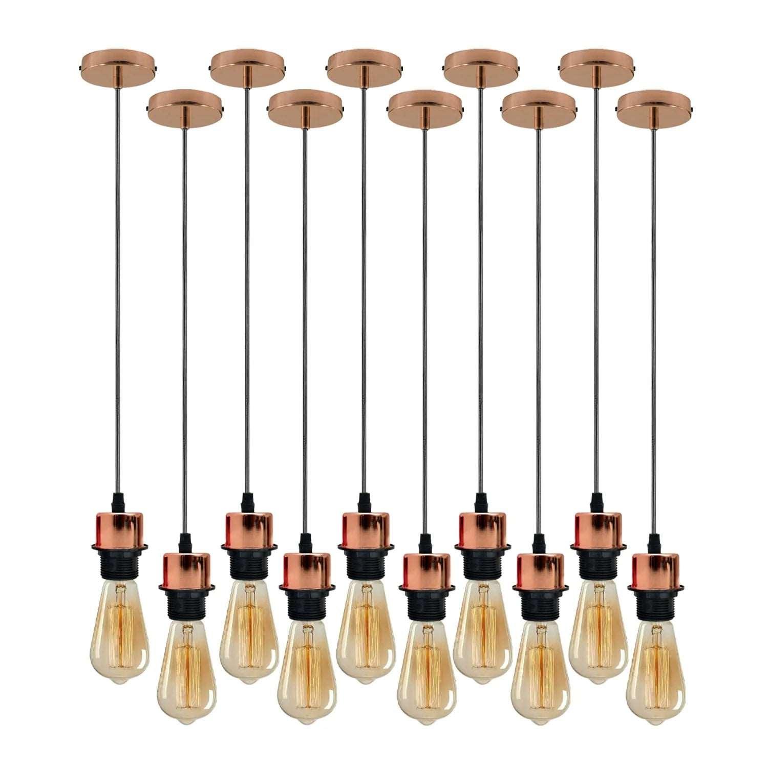 10 Pack Rose Gold Pendant Light,E27 Lamp Holder Ceiling Light,PVC Cable~4249-1