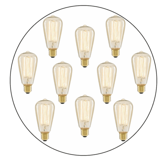 10 x ST64 E27 60W Vintage Antique Retro Edison Lamp Light Bulbs Filament 220V UK~2184-0