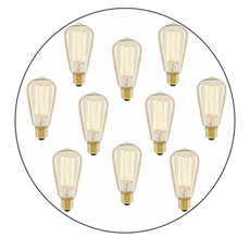 10 x ST64 E27 60W Vintage Antique Retro Edison Lamp Light Bulbs Filament 220V UK~2184-0