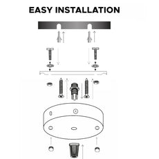 Round Metal 100mm Single Outlet Ceiling Rose Kit with 10mm Holes and Fixing Plate~2912-3