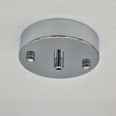 Round Metal 100mm Single Outlet Ceiling Rose Kit with 10mm Holes and Fixing Plate~2912-0