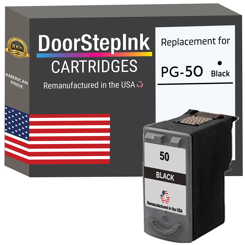 DoorStepInk Brand for Canon PG-50 Black Remanufactured in the USA Ink Cartridge-0