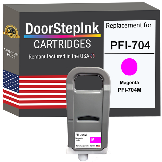 DoorStepInk Remanufactured in the USA Ink Cartridge for Canon PFI-704 700mL Magenta PFI-704M-0