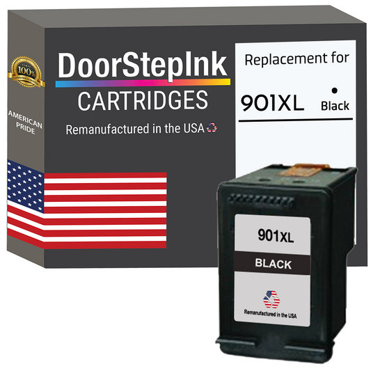 DoorStepInk Brand for HP 901XL (CC654AN) Black Remanufactured in the USA Ink Cartridge-0