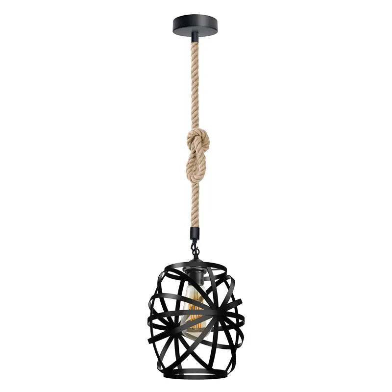 black metal wire cage hemp Rope hanging single head pendant Light~5026-8