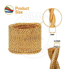 10m 2 core Twisted Braided Cable, Electrical Fabric Flexible Lamp Flex 0.75mm~4534-3