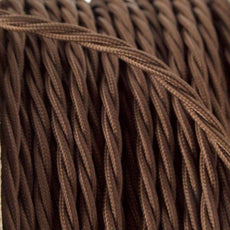 10m 2 Core Twisted Electric Cable Light Brown Fabric 0.75mm~4770-2