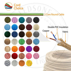 10m 2Core Round Lighting Cable Baby Pink Braided Fabric Ledsone~4694-5