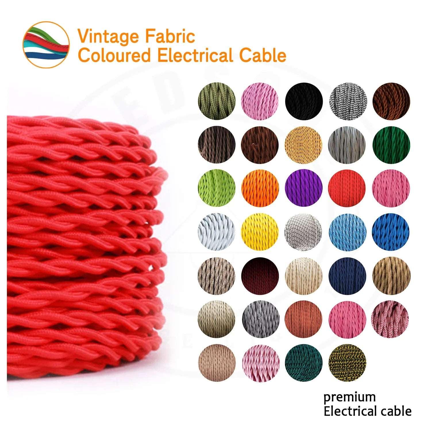 10m 2core Twisted Italian Braided Cable,Electrical Fabric Lamp Cable Wire Cord ~4785-3