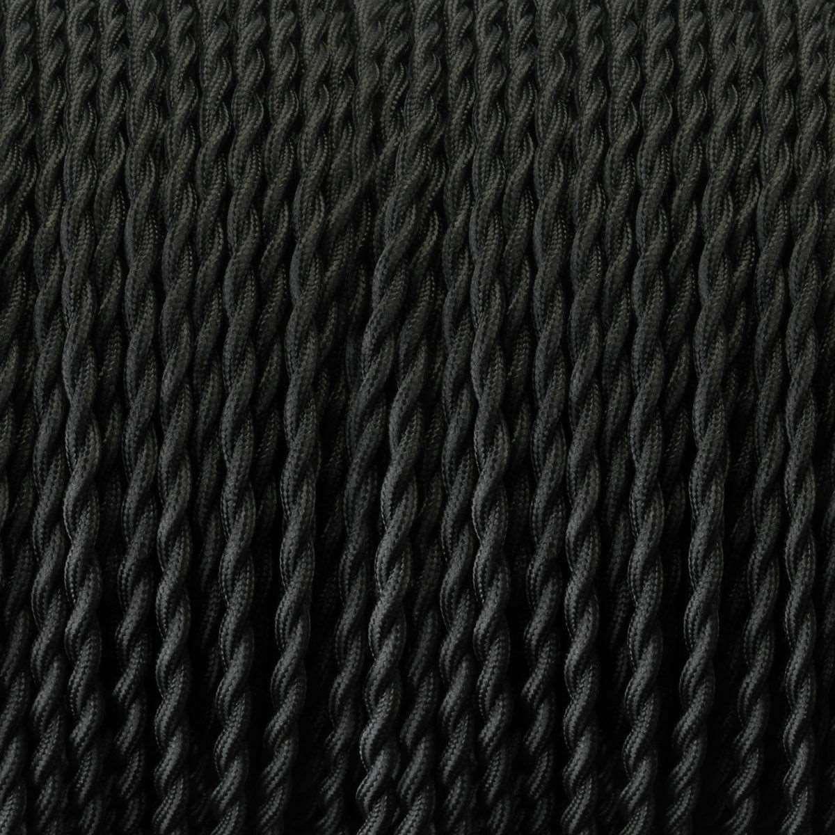 10m Black 3 Core Twisted Electric Cable covered fabric 0.75mm~4809-0