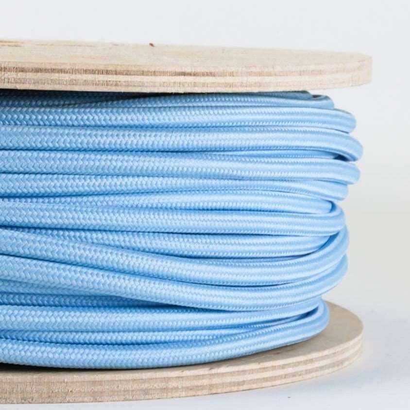 10m Fabric Lighting Vintage Light Blue Flexible Round Cable Electric Wire~4699-3