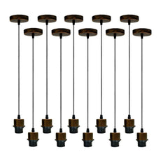 10Pack Brushed Copper Pendant Light,E27 Lamp Holder Hanging Light,PVC Cable~4254-0