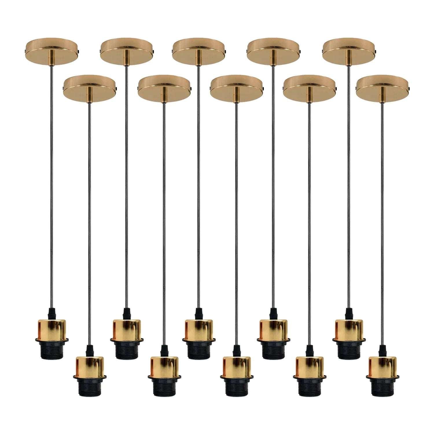 10Pack French Gold Pendant,E27 Lamp Holder Ceiling Hanging Light,PVC Cable~4252-0