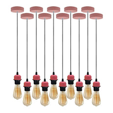 10Pack Pink Pendant Light,E27 Lamp Holder Ceiling Hanging Light,PVC Cable~4250-6