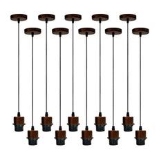 10Pack Rustic Red Pendant Light,E27 Lamp Holder Hanging Light,PVC Cable~4248-0