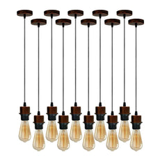 10Pack Rustic Red Pendant Light,E27 Lamp Holder Hanging Light,PVC Cable~4248-7