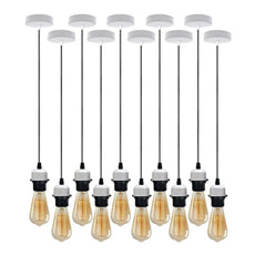 10Pack White Pendant Light, E27 Lamp Holder Ceiling Hanging Light,PVC Cable~4247-6