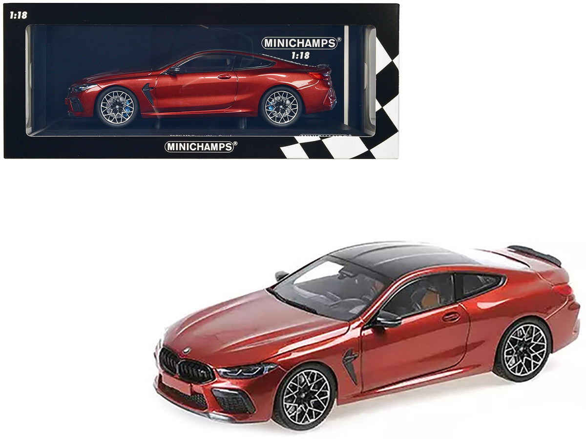 2020 BMW M8 Coupe Red Metallic with Carbon Top 1/18 Diecast Model Car by Minichamps-0