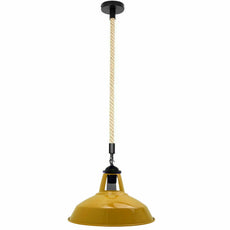 Yellow Ceiling Metal Lamp Shades with Hemp Rope ~3887-1